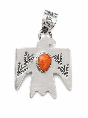 Sterling Thunderbird Pendant with Spiny Oyster stone